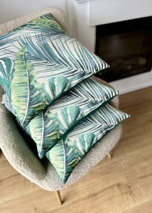 PODUSZKA GOBELINOWA ZIELONE LIŚCIE MONSTERA 