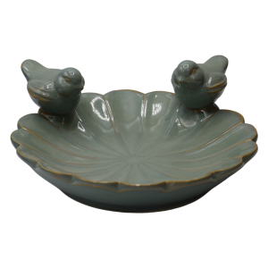 POIDEŁKO CERAMICZNE Z PTAKAMI MAŁE MIĘTOWE