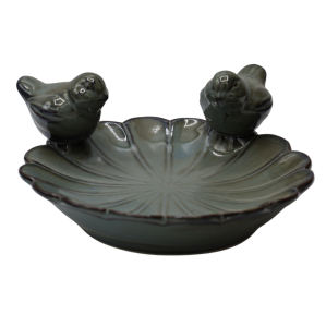 POIDEŁKO CERAMICZNE Z PTAKAMI DUŻE ZIELONE