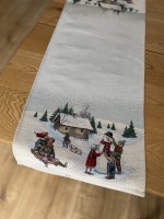 BIEŻNIK GOBELINOWY ŚWIĄTECZNY NARTY