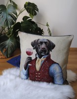 PODUSZKA GOBELINOWA DOG Z WINEM