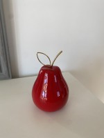 GRUSZKA PORCELANOWA ZE ZŁOTYM LISTKIEM